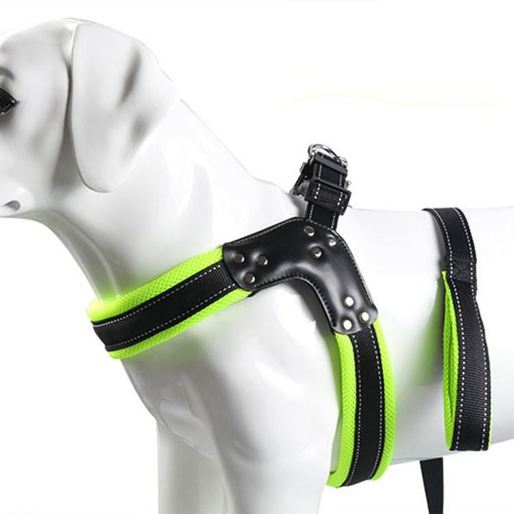 Dog Harness with PU Leather and Rhinestone Decorations Pet Harness Dog Leash Set