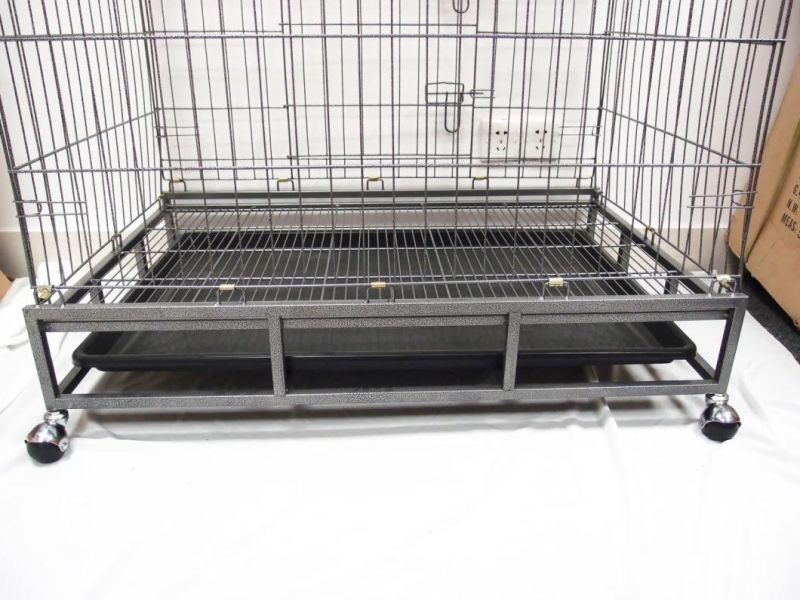 Metal Pet Indoor Animal Playing Living Cat Cage with Removable Tray and Caster Wheels