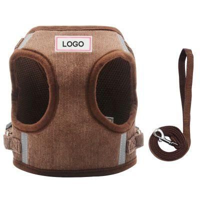 Orange Brown Reflective 2 in 1 Reversible Dog Harness Set Plain Dog Leads and Harness