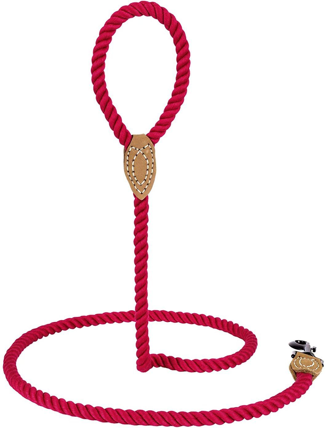 Braided Cotton Rope Leash with Leather Tailor Handle