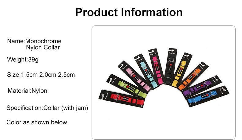 Basic Training Nylon Adjustable Dog Collars Personalized Pet Collars