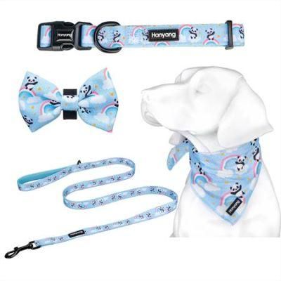 Free Sample Pet Products Custom Dog Collar and Leash Set with Bowtie Bandana Adjustable Dog Leash Dog Collar