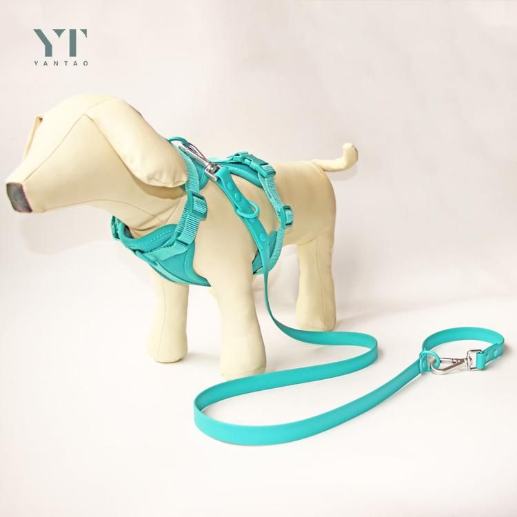 Pet Accessories Pet Collar Chest Back Leash Dog Harness Set PVC Pure Color Cute Dog Harness and Leash Set