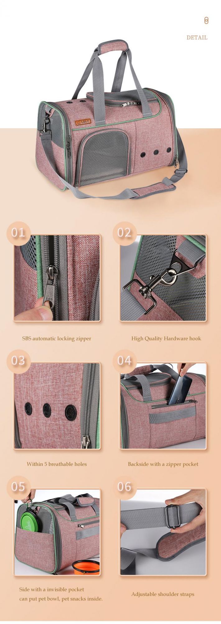 900d Two Tone Snow Fabric Luxury Dog Carrier Fashion Dog Carrier Bag