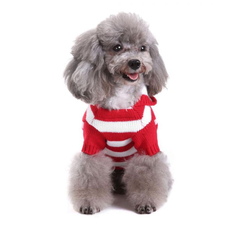 Red and White Plaid Pet Sweater Dog Sweater