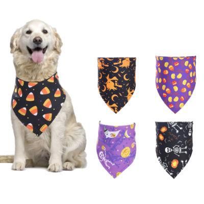Small Large Dog Bibs Towel Scarf Halloween Pumpkin Printing Puppy Pet Accessories Pet Dog Bandana