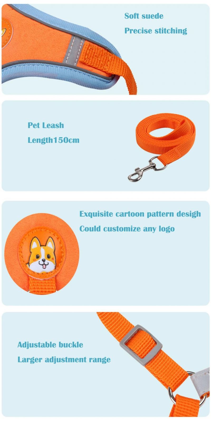 Fashionable Charming Dog Harness with Matching Dog Leash