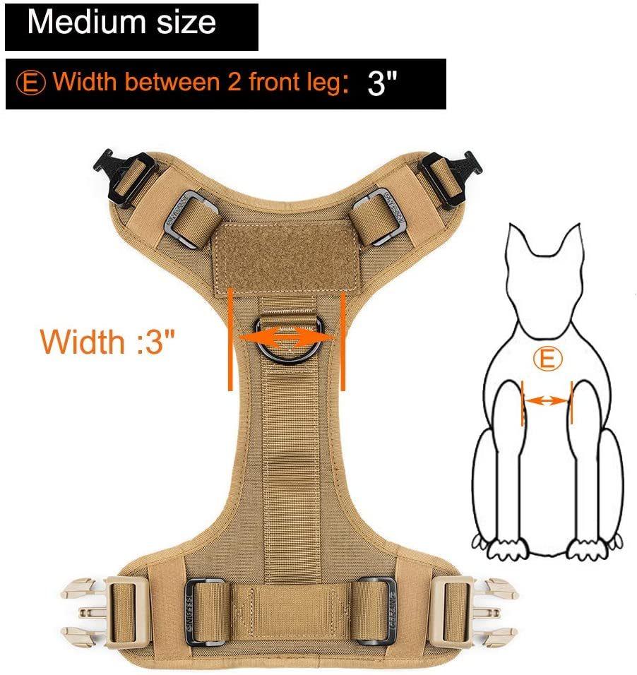 Tactical Dog Harness with 2X Metal Buckle Working Dog Molle Vest
