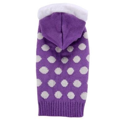 Pet Sweater Purple with White DOT Dog Hoodie Sweater