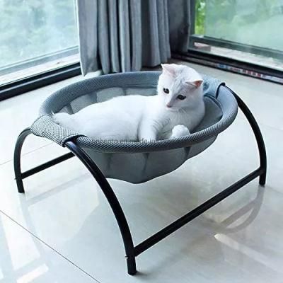 Free-Standing Round Cat Cooling Bed Cat Hammock Bed Removable &amp; Washable Elevated Pet Bed