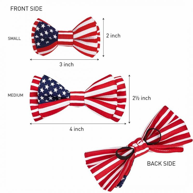 National Pride Handmade USA Jacquard Weave Fabric Detachable Bow Tie Dog Collar