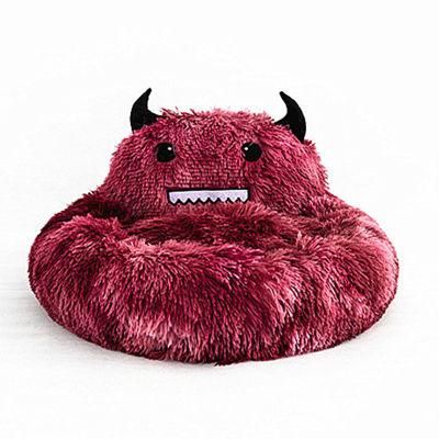 Cat Bed Dog Bed Pet Round Soft Plush Little Monster Pet Nest Pad Winter Warm Sleeping Nest