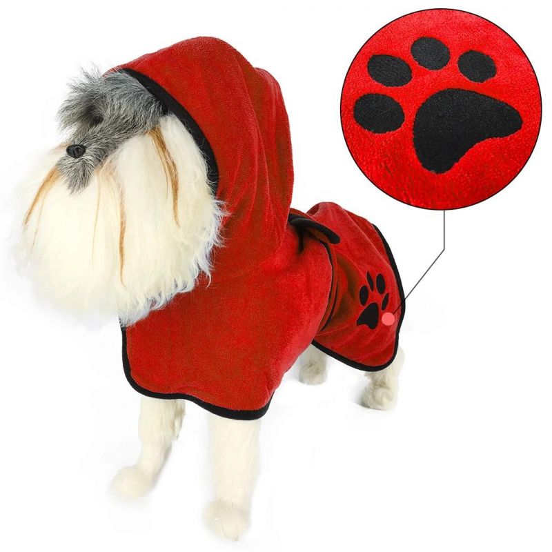 High Quality Wholesale Super Absorbent Soft Towel Robe Dog Cat Bathrobe Grooming Pet Product with Five Colors