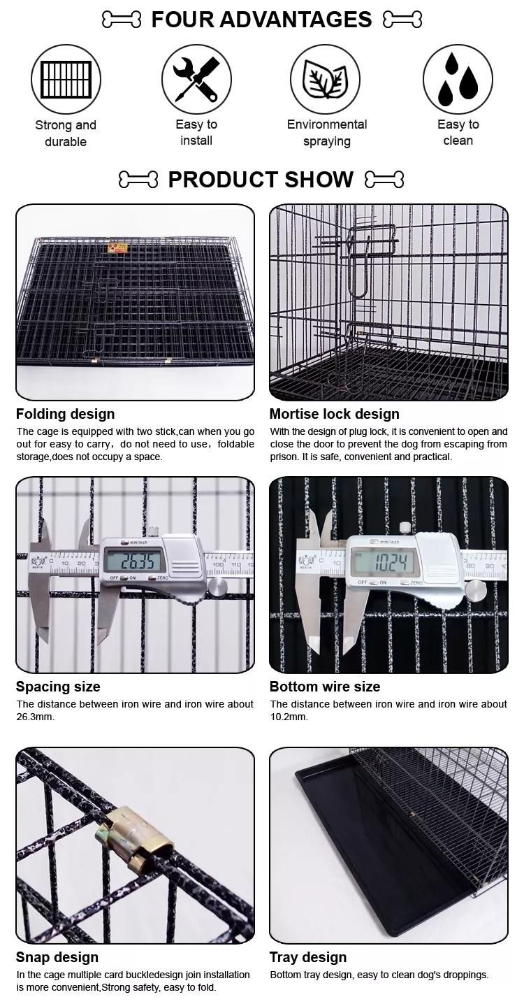 Wholesale Cheap Large Size Iron Metal Dog Show Cage with Tray and Lock for Sale