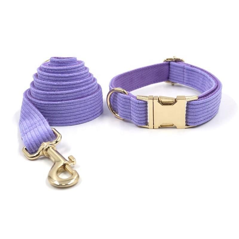 New Arrival High Quality Dog Collars Bowties Soft Corduroy New Design Colorful Dog Collar Lead Metal Buckle Dog Collar Leashes