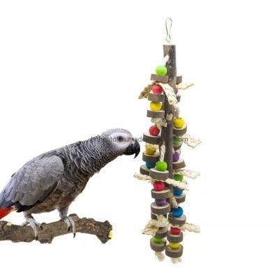 Wood Pet Bird Chew Bite Toy for Parrot Eco-Friendly Color Wooden Cotton Parrots Bird Chewing Toys-Blocks Parrot Tearing Toys