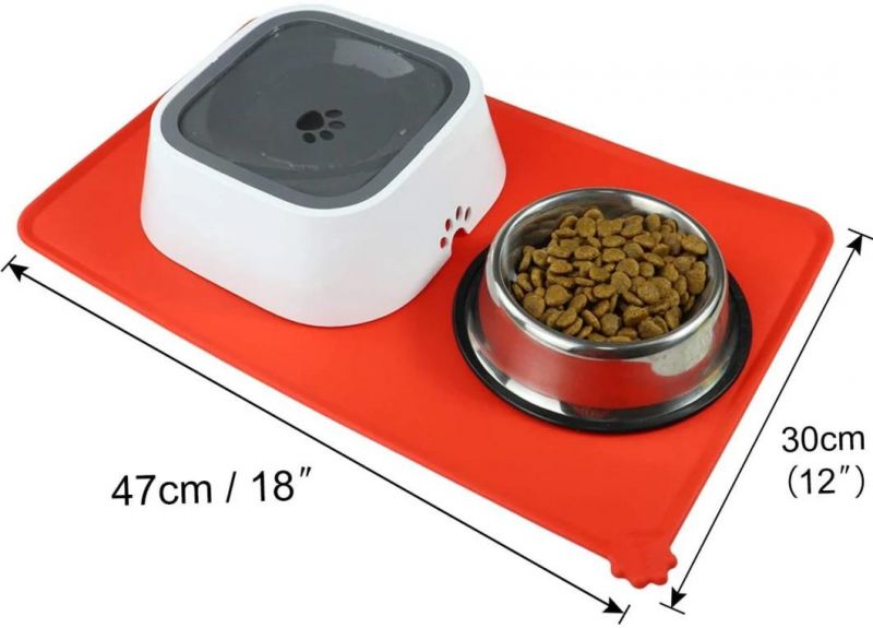 Easy to Clean Waterproof Pet Food Bowl Mat with Edge Design