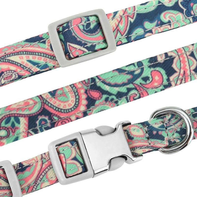 Custom Logo Fashion Adjustable Pattern Nylon Pet Dog Cat Collar