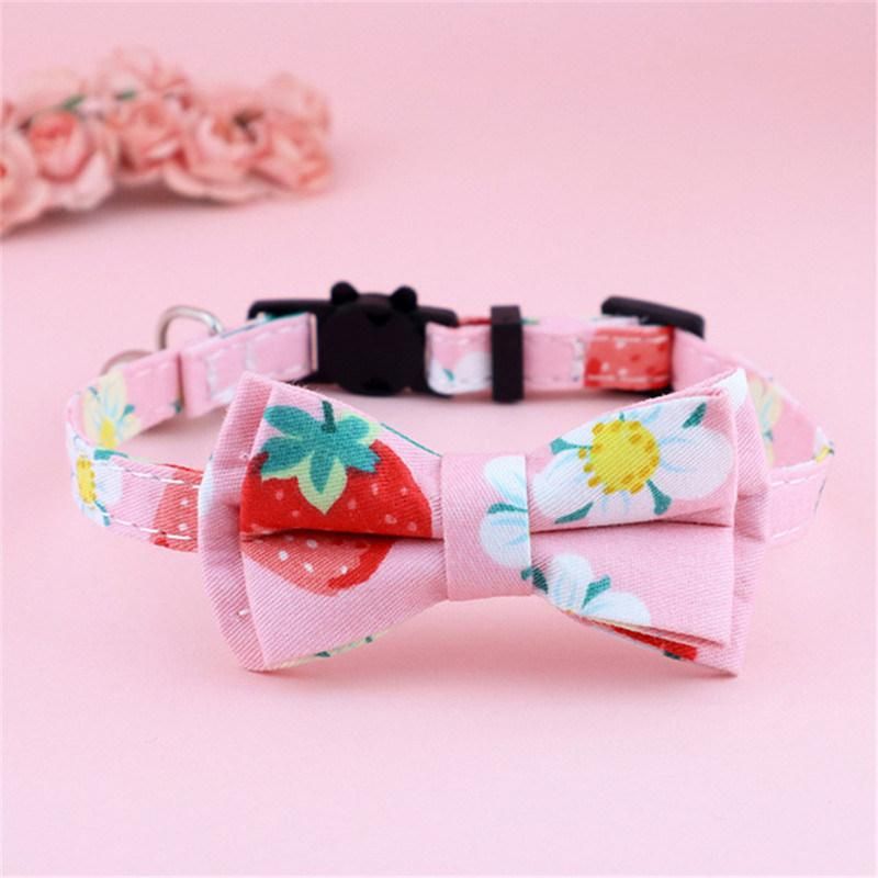 Portable and Fabric Pet Collars with Bell and Bow Tie