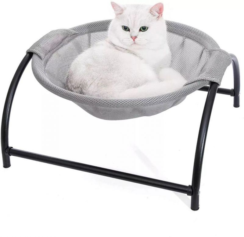 Free-Standing Round Cat Cooling Bed Cat Hammock Bed Removable & Washable Elevated Pet Bed