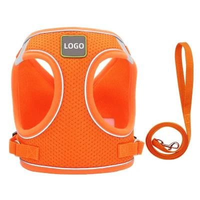 Custom Mesh Nylon Solid Color Pet Leash Reflective Dog Harness Set