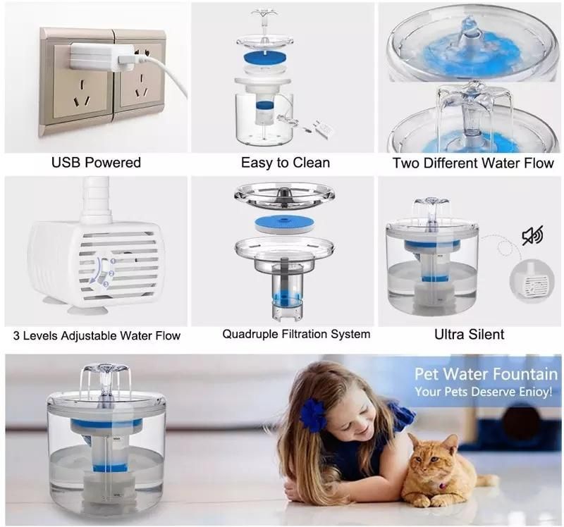 Newest Automatic Circulation Unplugged Dog Waterer Dispenser with Bend Pipe