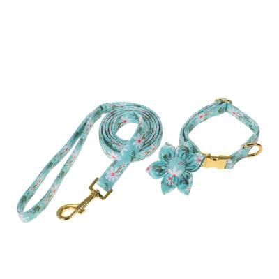 Promotional Pet Products Flower Bowtie Adjustable Dog Collar and Strong Leash Set