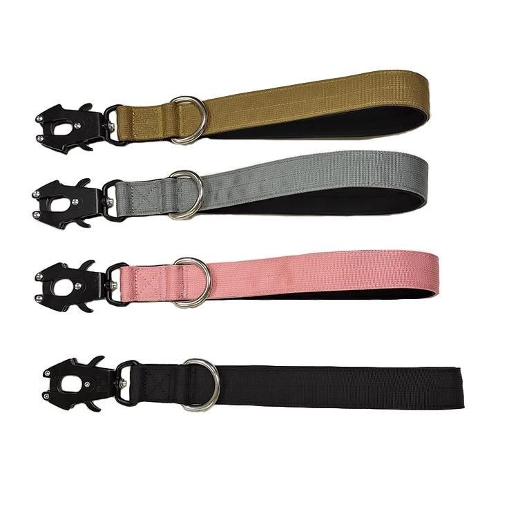 High Quality Black Tactical Dog Collar with Handle Durable Nylon Dog Collar Adjustable Training Collar for Large Dogs