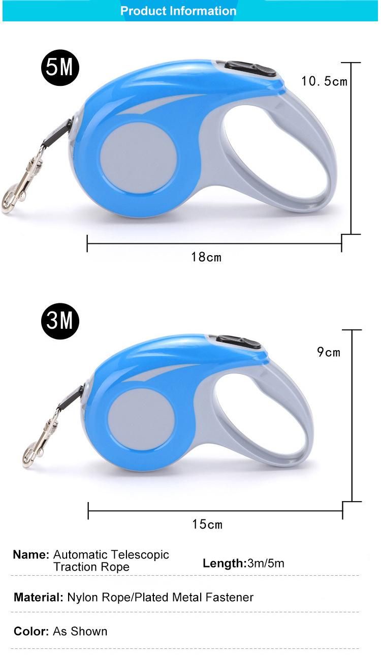 Amazon Top Seller Manufacturers 3 Meters Dog Pet Lead Leash, Adjustable Durable Auto Retractable Puppy Rope Leash for Walking