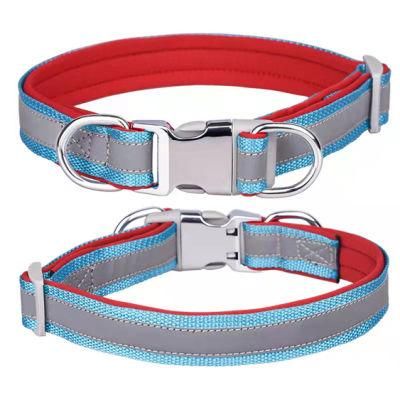 Nylon Webbing Dog Collar with Reflective Tapes &amp; Neoprene Lining