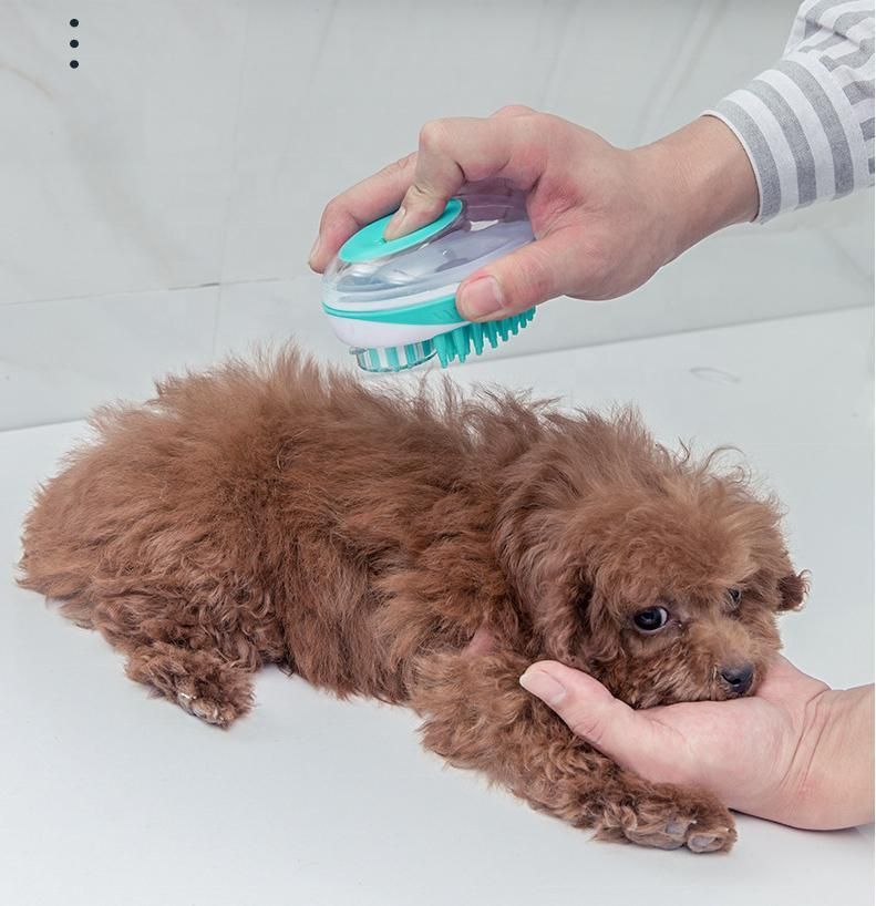 2 in 1 Dog Cat Bath Brush Soft Silicone Pet Bath Massage Brush Shampoo Dispenser Puppy Grooming Bathing Tools