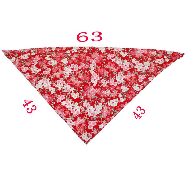 Floral Pattern Christmas Japanese Kerchief Triangle Bibs Reversible Handkerchiefs Scarfs Dog Bandanas