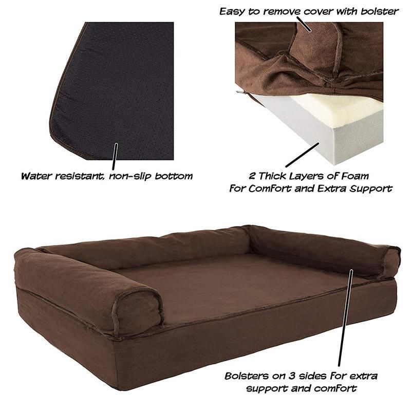 Memory Foam Mattress Orthopedic Coffee Dog Bed Lounge Sofa Removable Cover Dog Bed with Waterproof liner