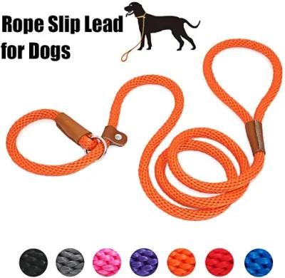 Dog Leash Slip Rope Lead Leash Strong Heavy Duty Braided Rope No Pull Training Lead Leashes for Medium Large Dogs Dog Leash Rope Lead