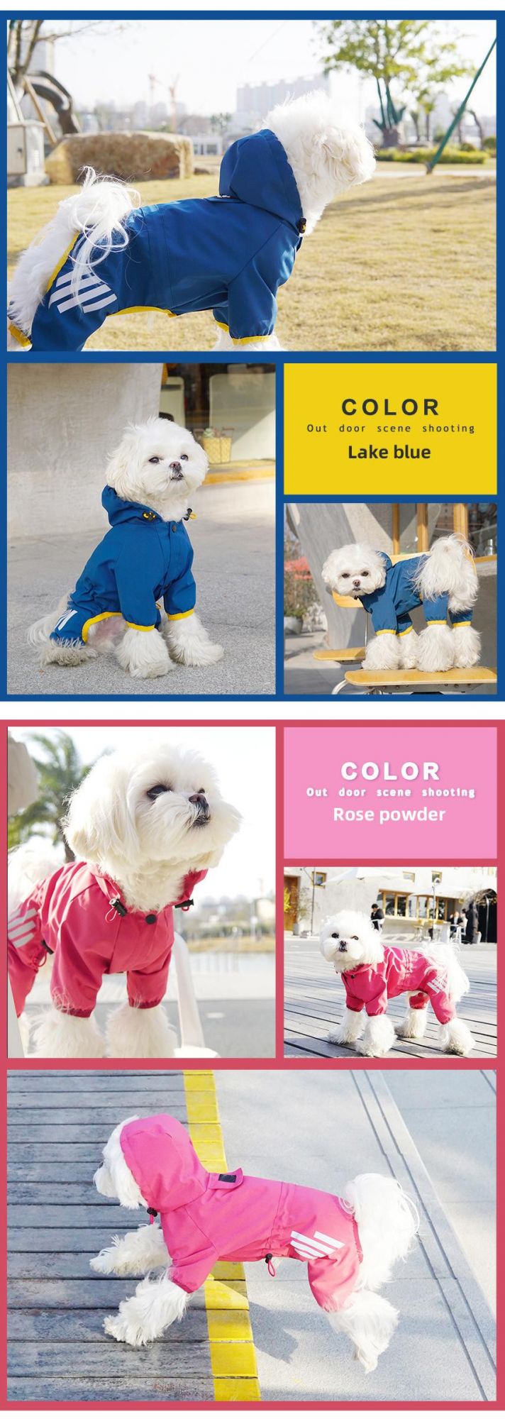 Multicolor Style All Inclusive Waterproof Rain Jumpsuit Large Dog Raincoat PU OPP Bag Fashion BSCI Pet Apparel & Accessories /