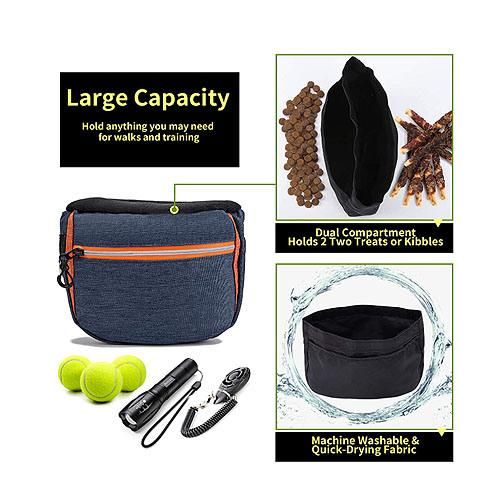 Dog Treat Pouch with Poo Bag Holder, Hands Free Dog Walking Bags Portable Puppy Food Carrier Bag