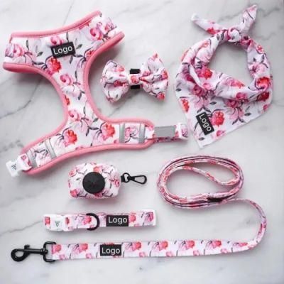 Custom Pattern Breathable Comfort Printing Dog Harness and Leash Adjustable Personalized Harnesses for Dogs