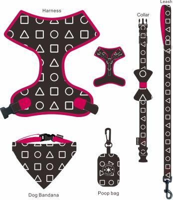 Customized Squid Game Style Pet Harness Free Design 7 in 1 Dog Harness Set