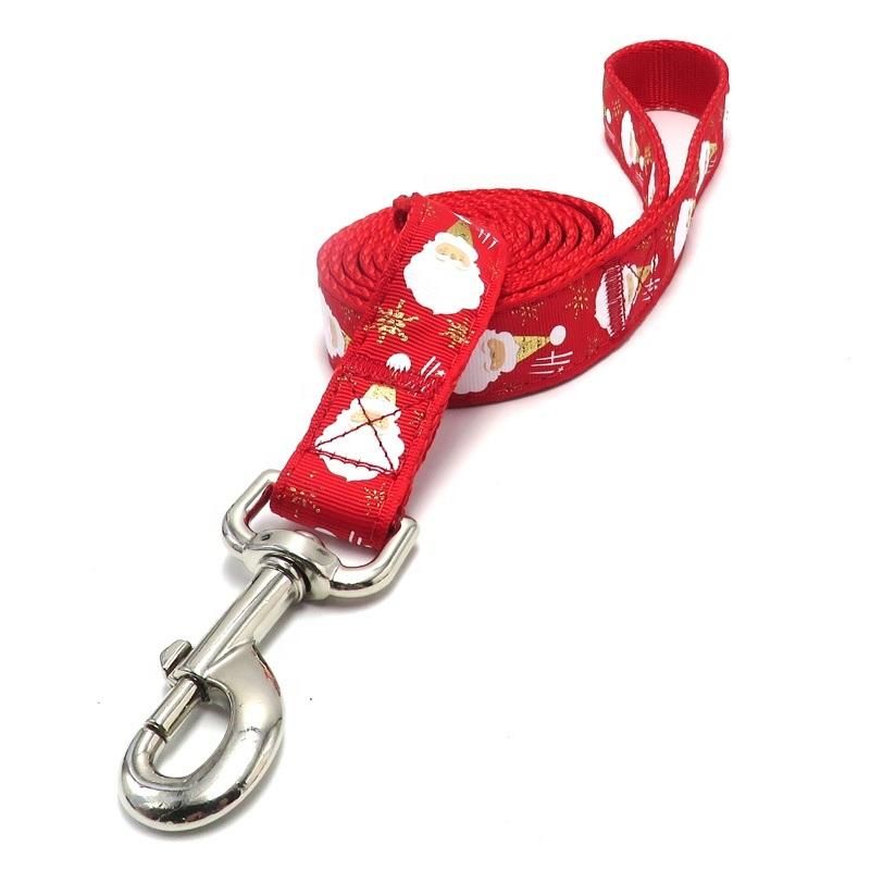 Dog Accessories Colorful Design Printed Christmas Pattern Nylon Dog Collar Leash with ID Tag