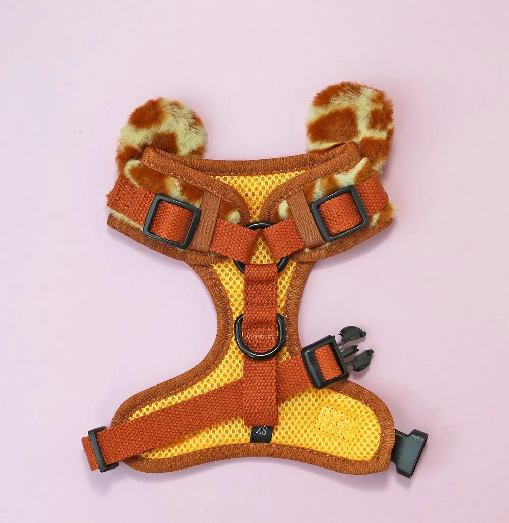 Winter Fur Fuzzy Animal Giraffe Bear Cartoon Look Dog Harness Puppy Dog Vest Small Dog Harness