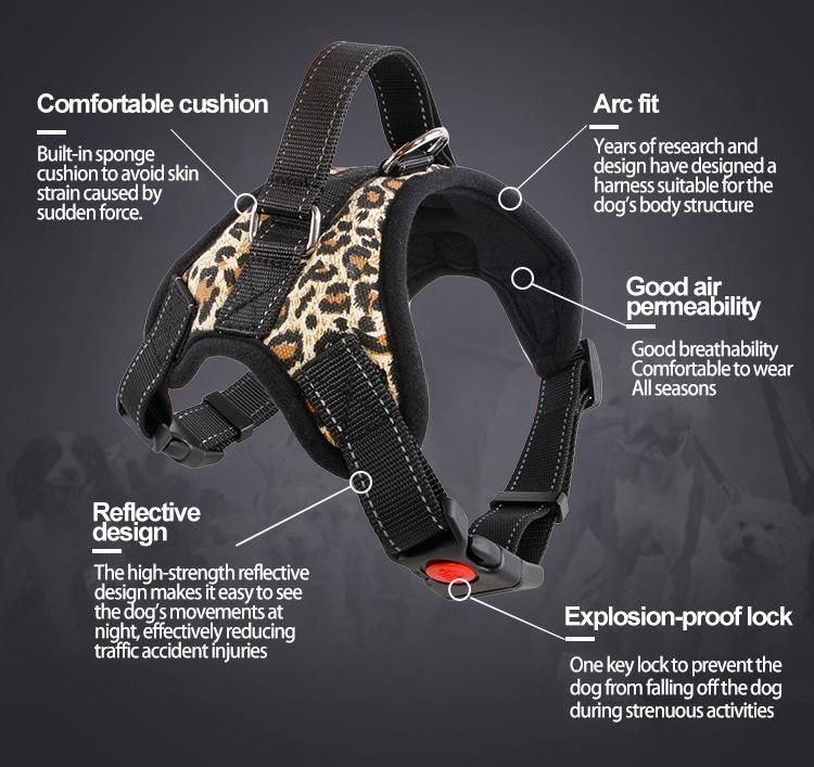 Safety No-Pull Dog Harness, Adjustable Reflective Oxford Soft Outdoor Walking Halters Vest Pet Dog Harness//