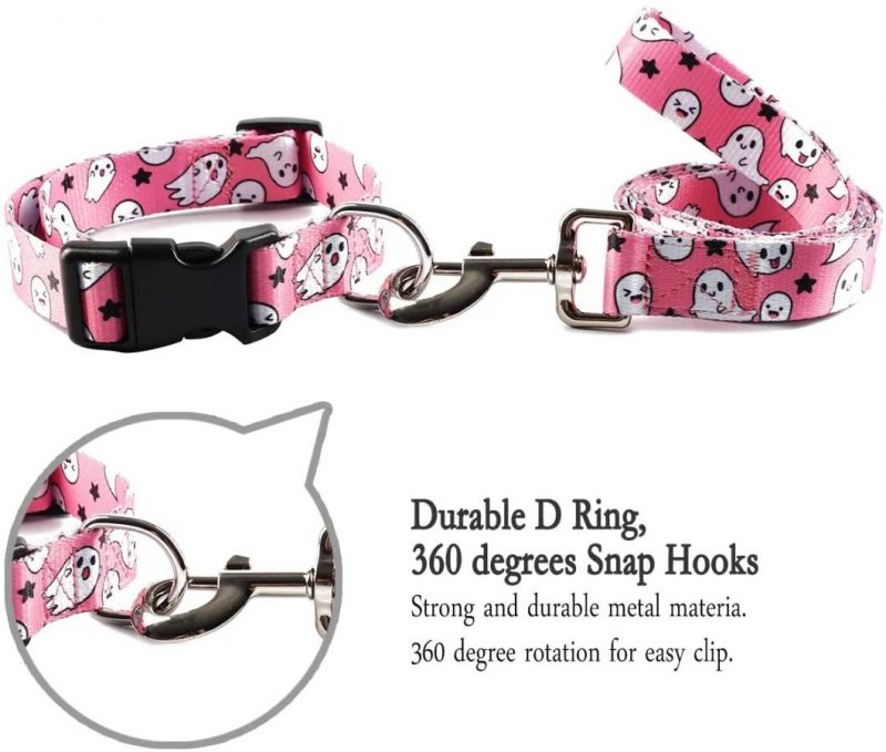 Dog Halloween Collar with Pet Ghost Leash Set Cat Gift Adjustable Dog Cute Collars