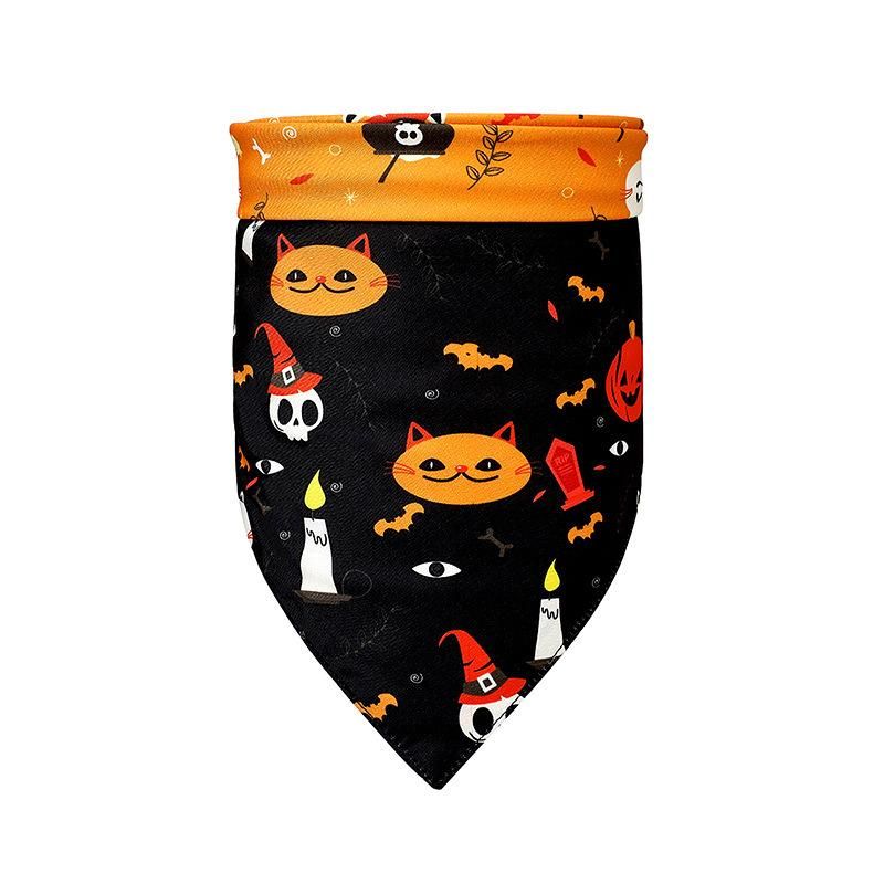 Halloween Pumpkin Ghost Bat Pattern Holiday Accessories Dog Triangle Bibs Scarf Washable Pet Dogs Bandanas