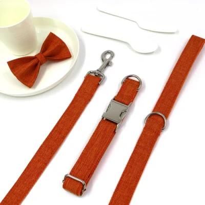 New Release High End Quality Orange Color Fashion Style Luxury Custom Logo Pet Collar Bow Tie Excellent Girl Dog Collar Leads