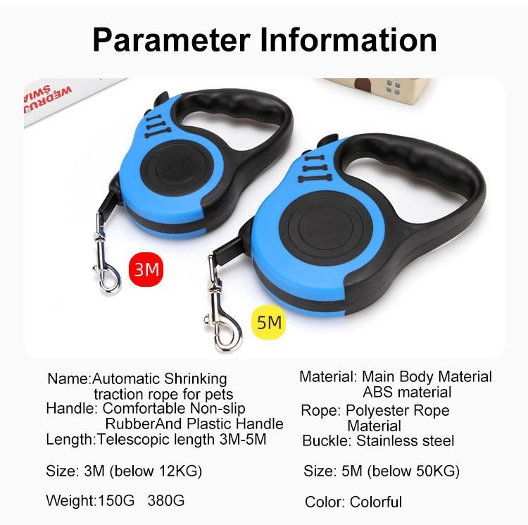 Wholesale More Design Adjustable Slip Luxury Nylon Rope Custom Print Logo Pet Retractable Dog Leash for Dog