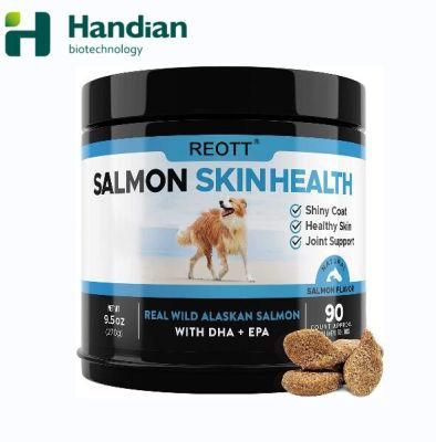 Dogs Salmon Skin Health Omega 3 Fish Oil All-Natural Wild Alaskan Salmon Chews for Healthy Skin &amp; Coat, Reduce Shedding