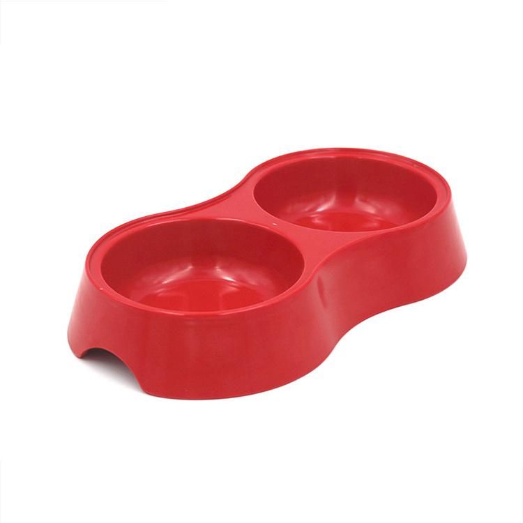 Pet Bowl Round Two-Compartment Pet Bowl Food Utensil for Cats and Dogs Drinking Water Food Supplies Pet Tableware