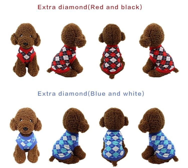 Spring Summer Hot Sale Dog Cat Lovers Outfit Cotton Vest Classic Rhombus Grid Printed Small Medium-Sized Dog Pet Clothing