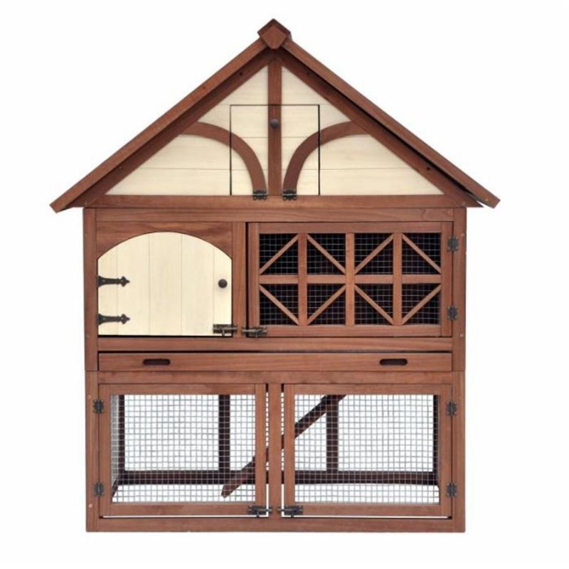 Two-Layer Solid Wooden Pet House Rabbit Bunny Wood Hutch