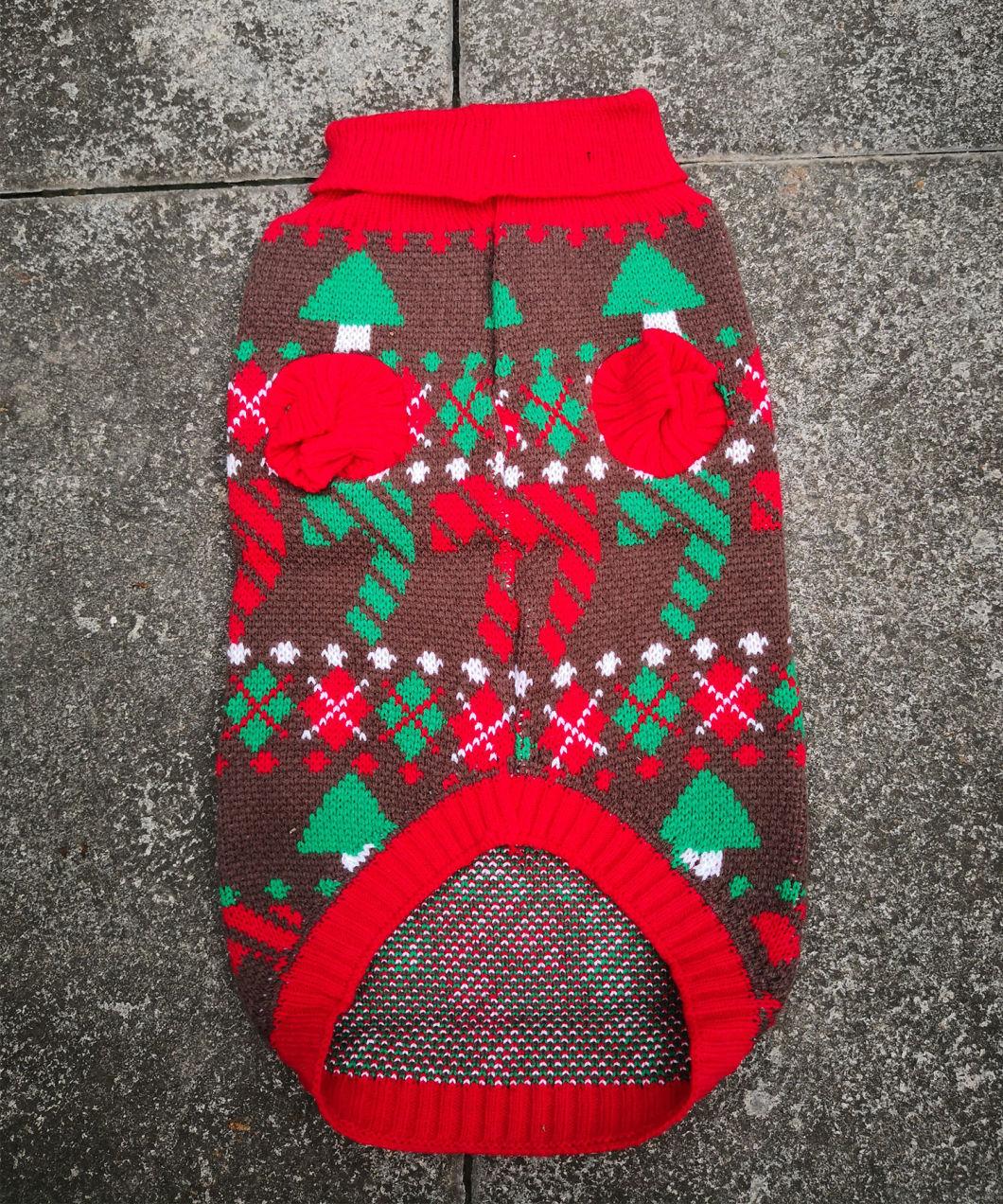Festive Red Winter Warm Dog Sweater Pet Sweater